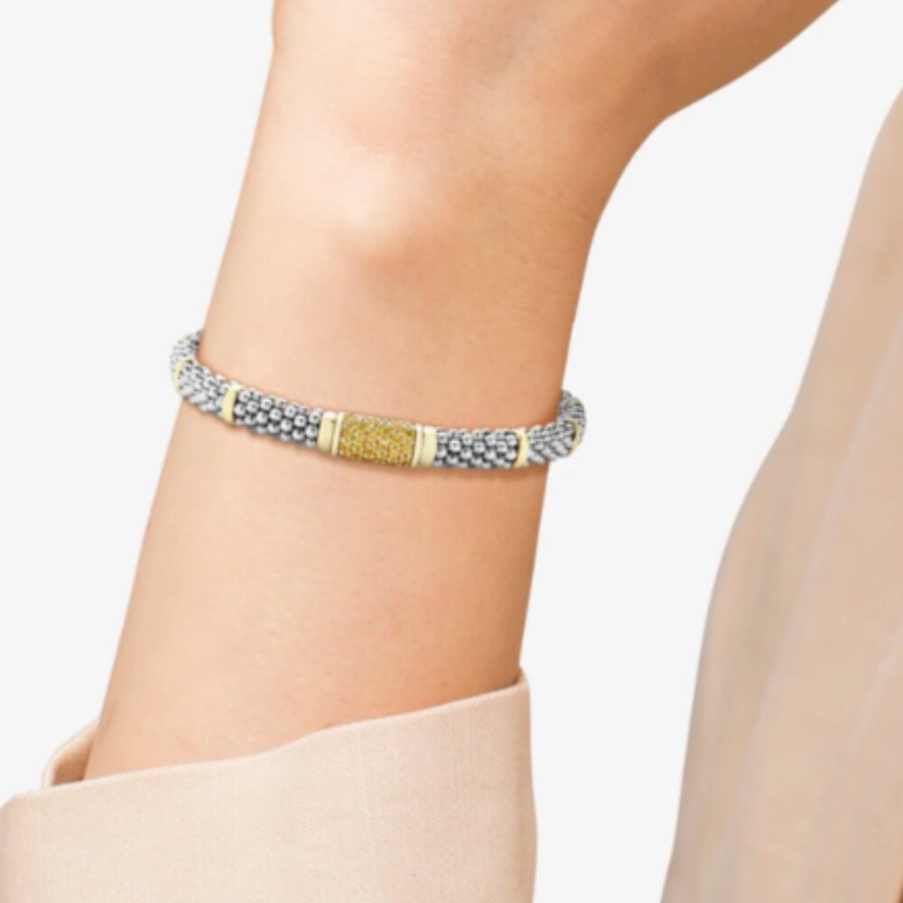 Yellow Sapphire Caviar Bracelet | 6mm from Lagos Sz7